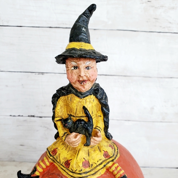 Dept 56 Poliwoggs halloween vintage inspired american folk art witch pumpkin JOL - Picture 6 of 12